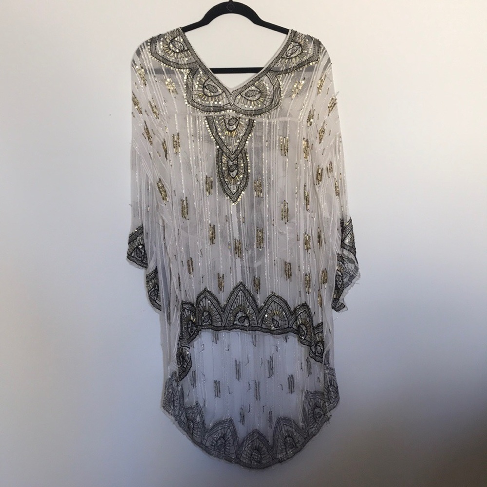 Free people black and gold sequined top/poncho